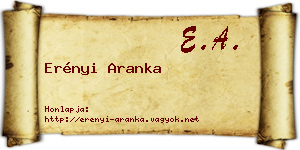 Erényi Aranka névjegykártya